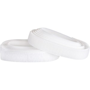 Weißes Fix-o-moll Klettband zum Nähen, 150cm x 20mm, aufgerollt.