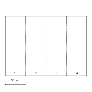 Fototapete Bewaldete Landschaft Grün, 4 Bahnen à 90cm, Gesamtmaß 360x270cm.