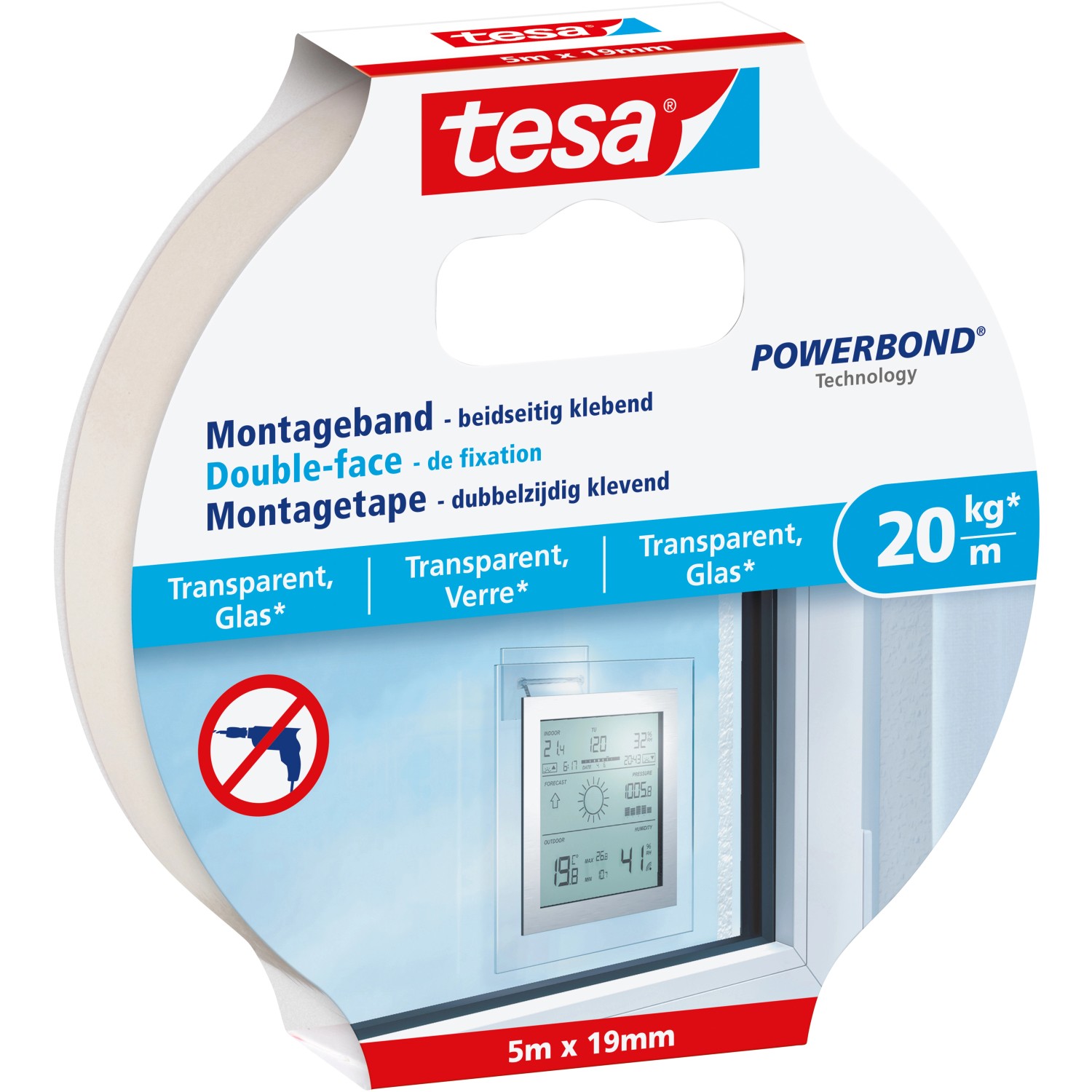 Tesa Montageband für transparente Oberflächen und Glas 5 m