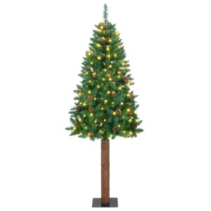 vidaXL Schlanker Weihnachtsbaum mit 300 LEDs mit Ständer Grün 180 cm 3394860