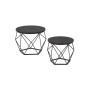 Vasagle Couchtisch 2er Set, runde Tische mit schwarzem Metallgestell.