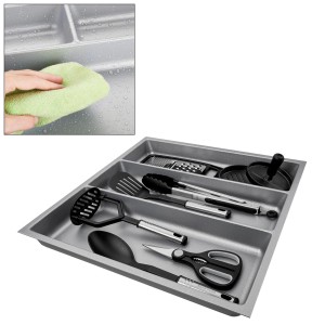 SOTECH ORGA-BOX-3 Multifunktionseinsatz Tiefe 473 mm Höhe 50,5 mm Silbergrau Schubladeneinsätze Breite 491 mm