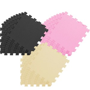 LittleTom Puzzlematte, 27-teiliges Set in Schwarz, Beige und Pink. Weiche Spielmatte für Babys und Kinder.