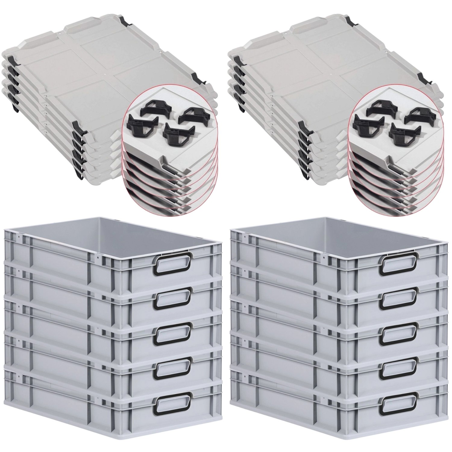 PROREGAL SparSet 10x Eurobox Nextgen Color Mit Auflagedeckel HxBxT 12x40x60 günstig online kaufen