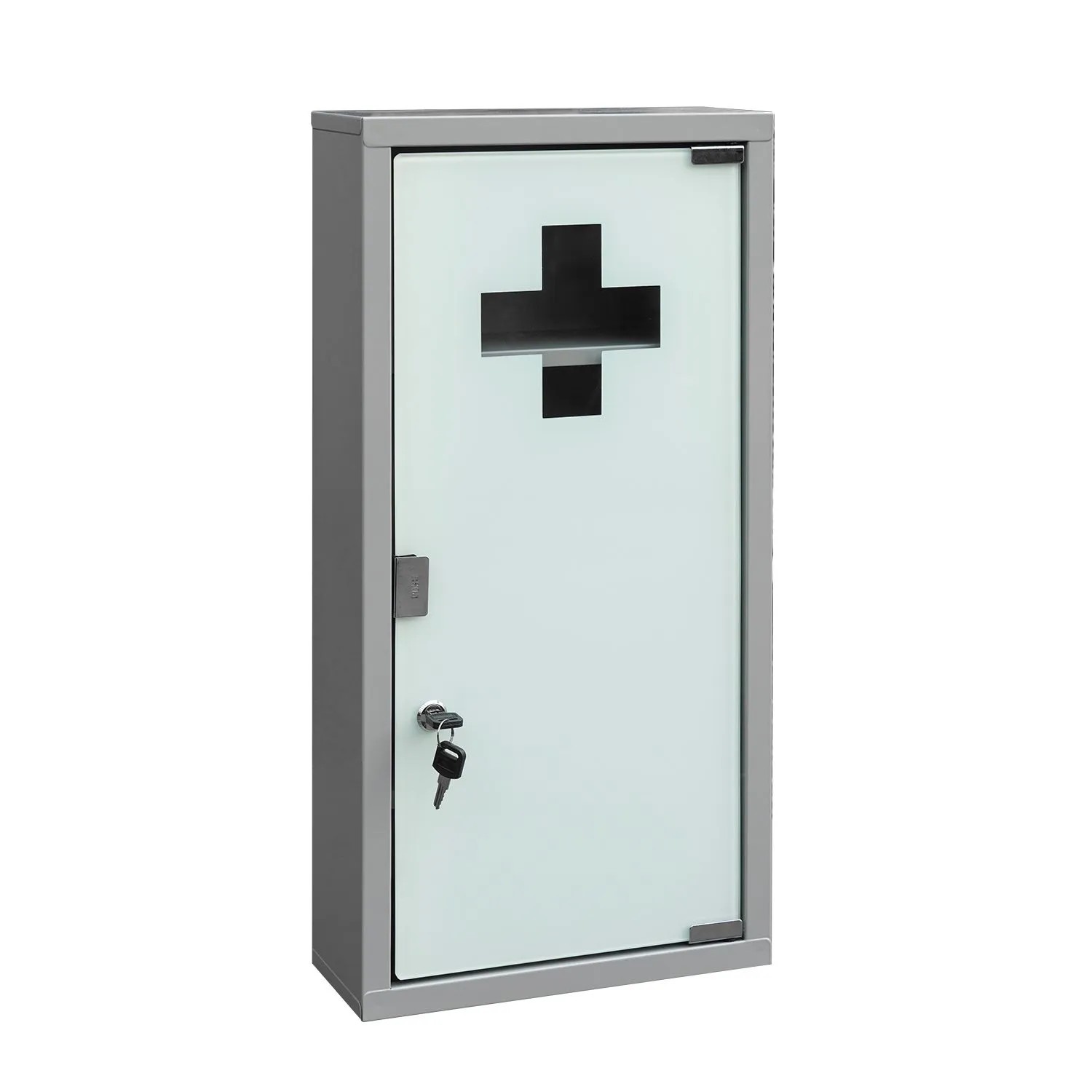 Euroshowers Medizinschrank Abschließbar aus Metall  mit Glastür 30x46 cm