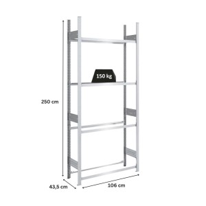 PROREGAL Reifenregal Tire Pro, verzinkt, 4 Ebenen, Fachlast 150 kg, für bis zu 5 Reifen pro Ebene.