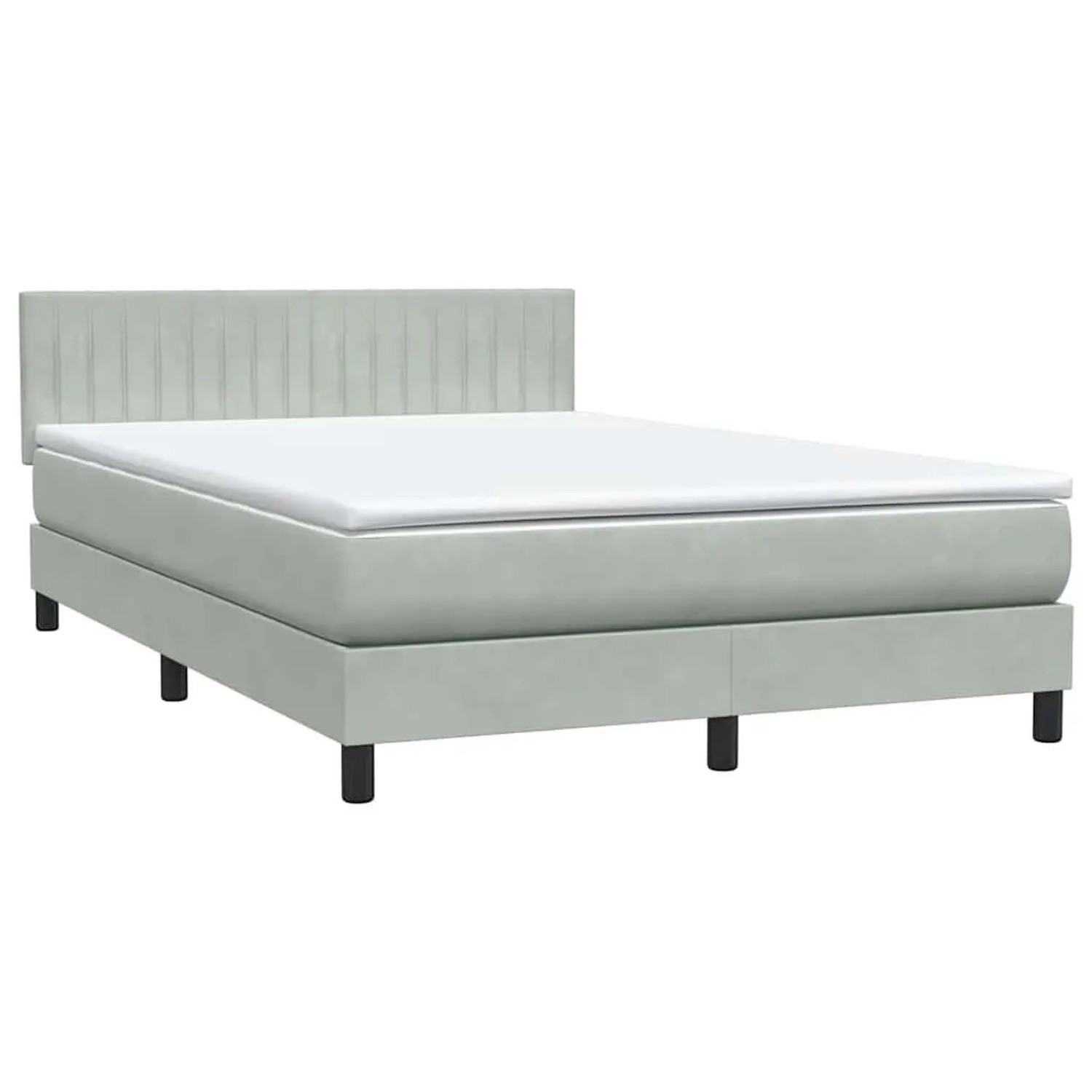 vidaXL Boxspringbett mit Matratze Hellgrau 160x210 cm Samt 3316407 günstig online kaufen