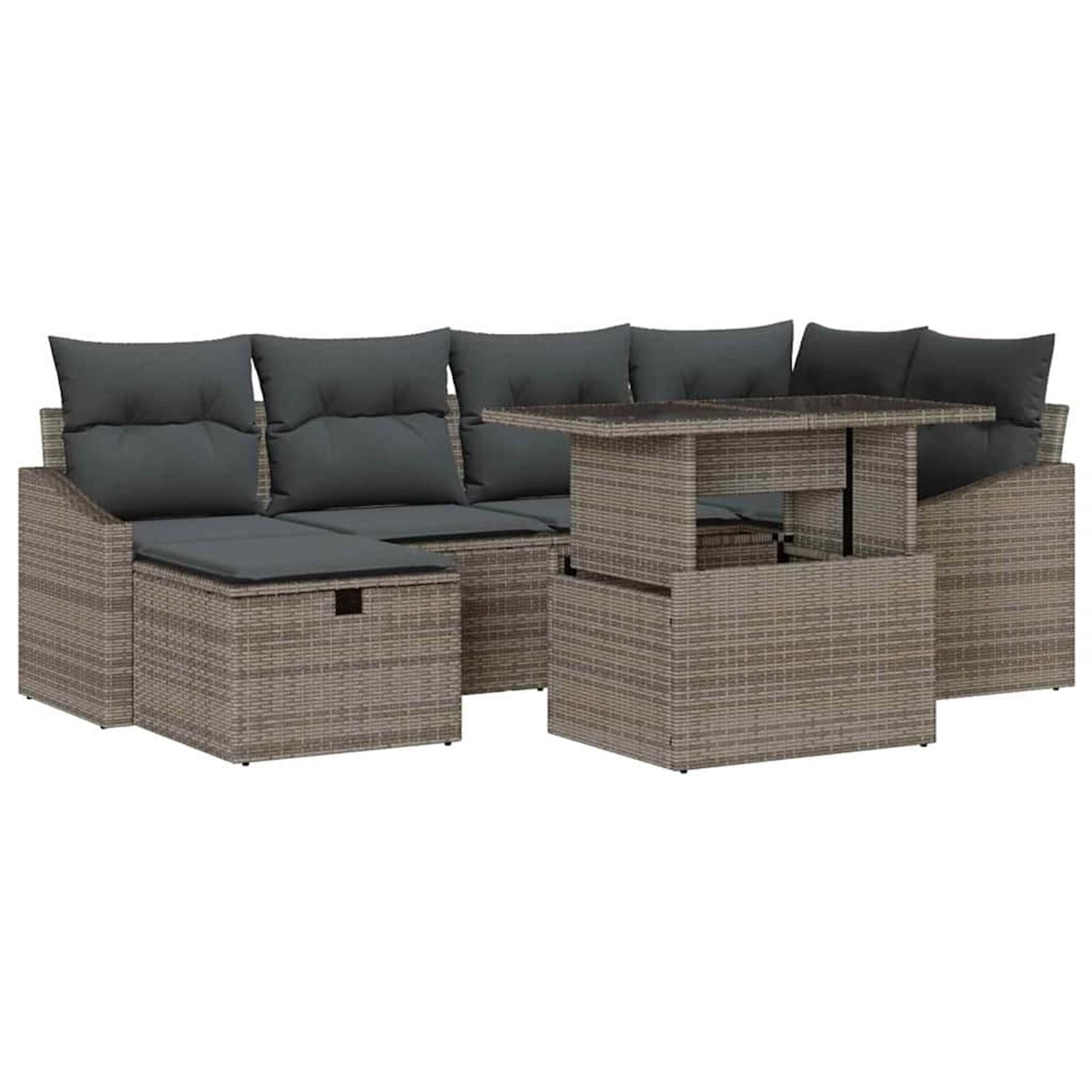 vidaXL Garten-Sofa-Set 7-Tlg Grau Poly Rattan 3361168 günstig online kaufen