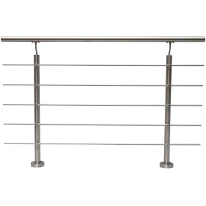 Edelstahl Geländerset mit waagerechten Stäben, 100x150cm, für die Montage von oben.
