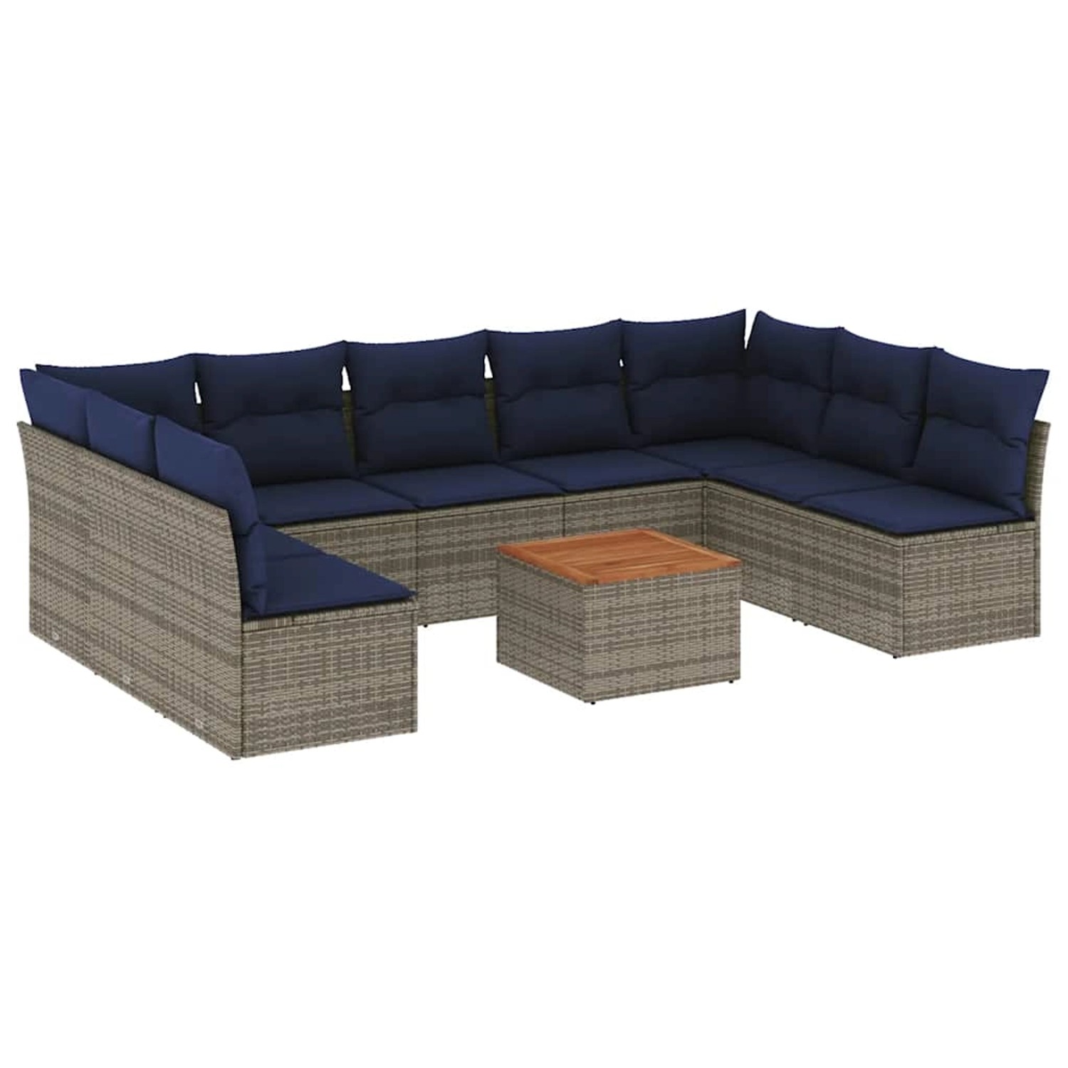 vidaXL 10-Tlg Garten-Sofagarnitur mit Kissen Grau Poly Rattan 3256124 günstig online kaufen