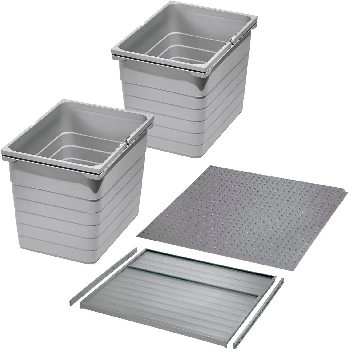 Ninka Abfalltrennsystem Eins2vier KB 450 mm 2x 17L Alugrau für Seitenstärke 16 mm