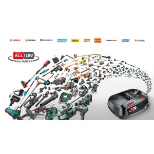 Bosch Power for All 18V Alliance: Ein Akku und Ladegerät versorgen viele Garten- und Elektrowerkzeuge.