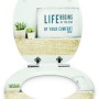 Sanfino WC-Sitz Life mit Absenkautomatik, Holz, Motiv "Life begins at the end of your comfort zone".