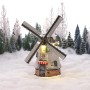 Beleuchtete Mühle als Weihnachtsdeko, batteriebetrieben, 15,5x13x22,5 cm. Detailreiche Luville Miniatur für Winterdorf.