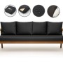 Anthrazitfarbenes Bankkissen-Set für 3-Sitzer Gartenbank, 180x60 cm + 4 Rückenkissen.