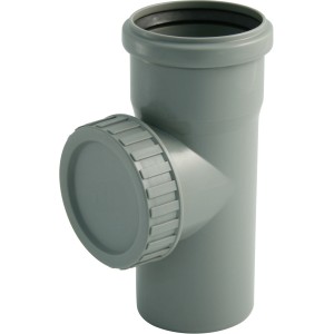 Marley HT-Reinigungsrohr DN 110 aus grauem Polypropylen (PP) für Abwasserleitungen.