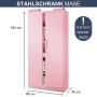 Rosa Aktenschrank KADO mit Flügeltüren, abschließbarer Büroschrank aus Stahl, 195x90x40 cm.