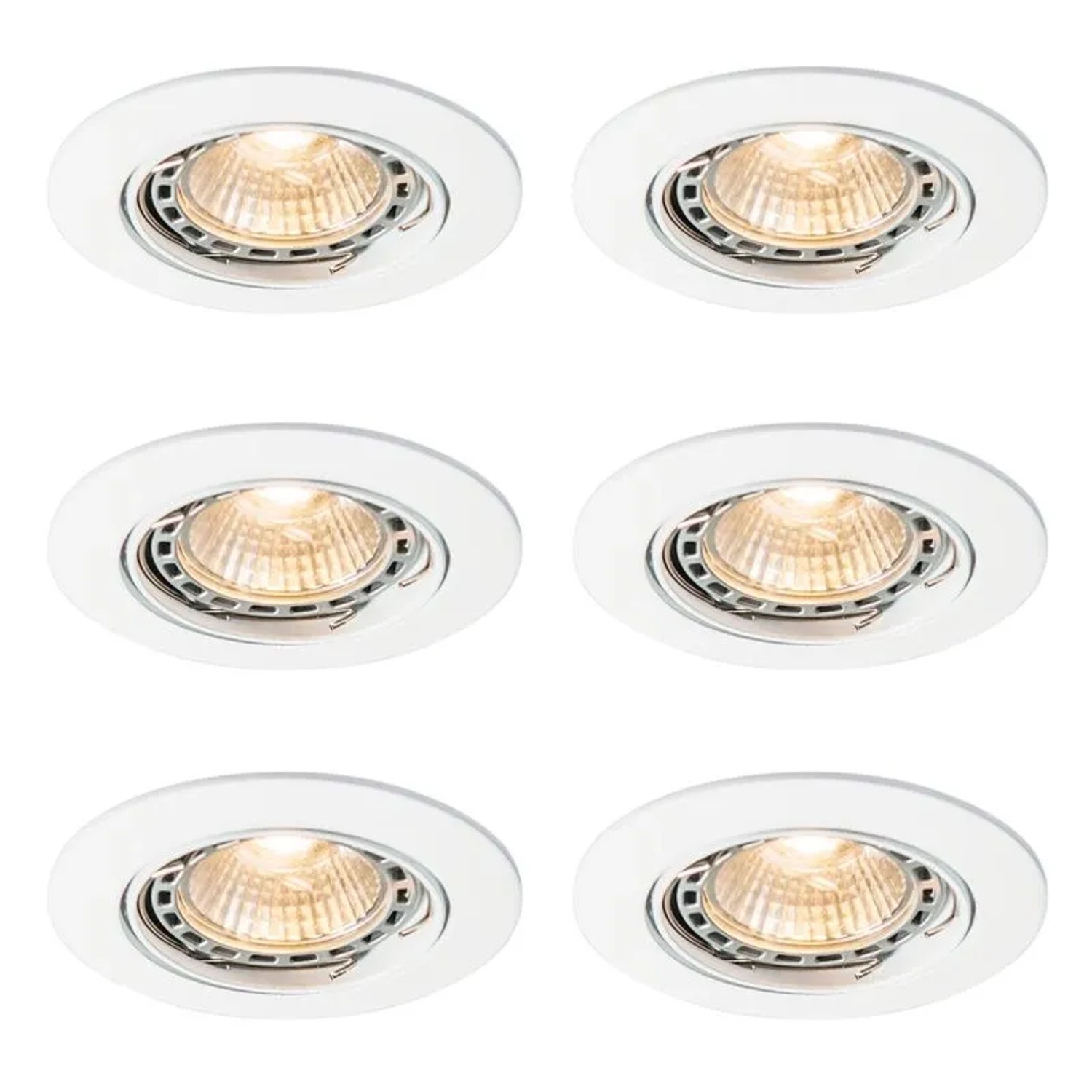QAZQA Set mit 6 Modernen Einbaustrahlern Weiß Neigbar GU10 50mm Edu