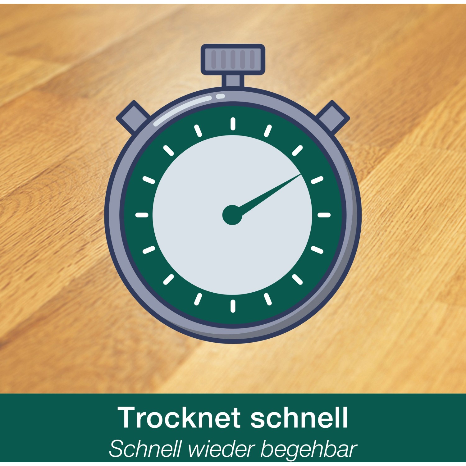 Symbolbild: Schnelle Trocknung des Bona Home Parkettlack Supreme matt auf Holzboden.