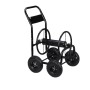 Schwarzer Schlauchwagen aus Stahl mit Kurbel und 4 Rädern. Fahrbarer Gartenschlauchwagen für müheloses Aufwickeln.