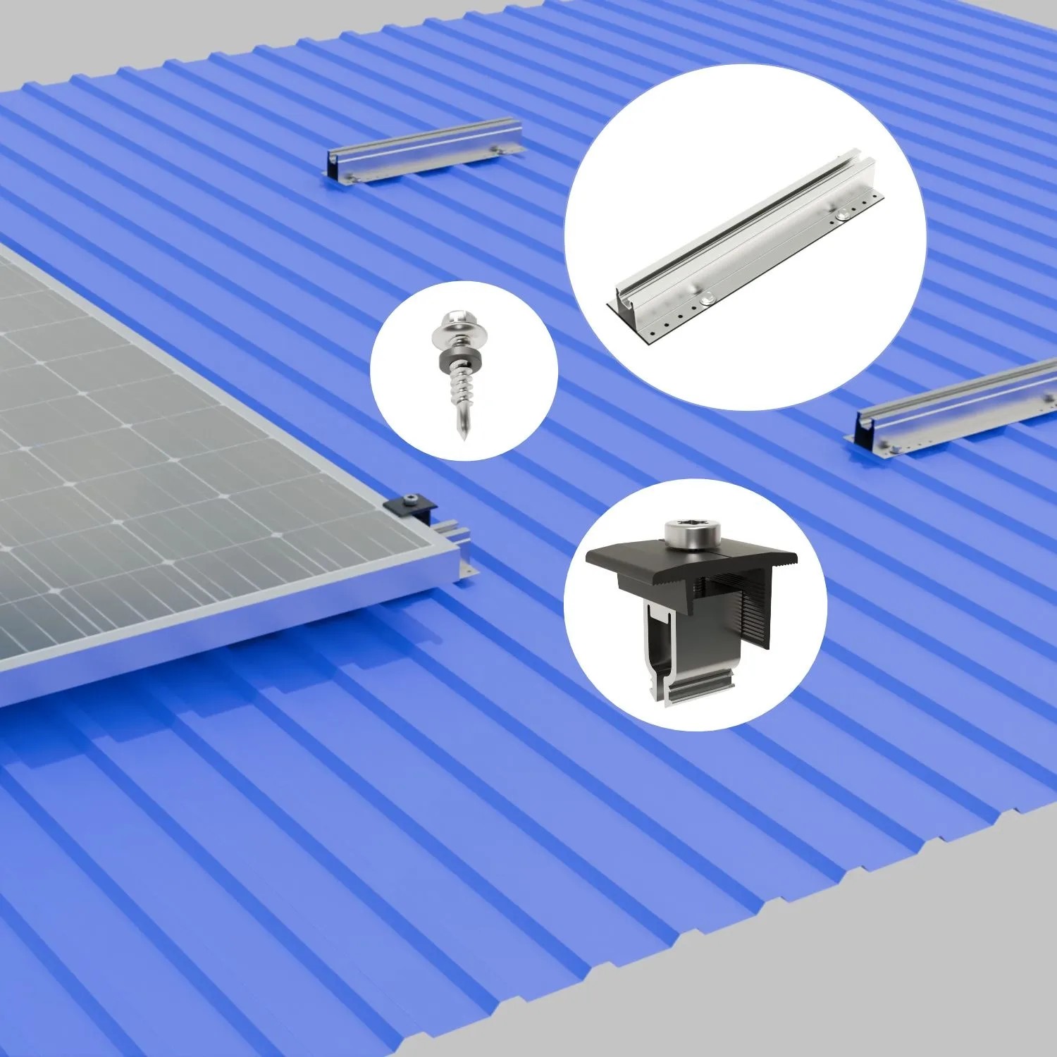 PVundSO Solarmodul-Halterung für 2 Module Befestigung Gartenhütte Trapezblech_5