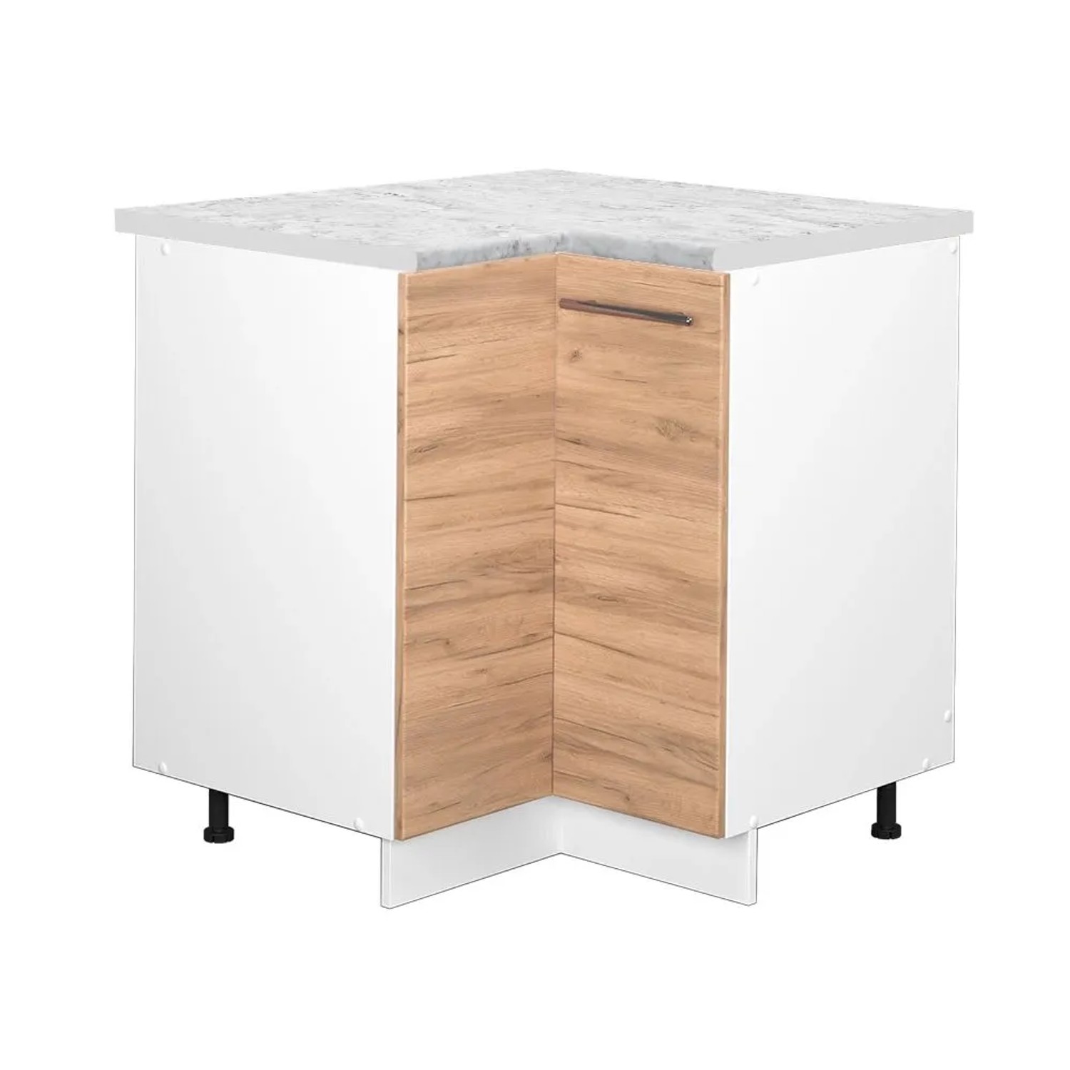 Vicco Eckunterschrank Fame-Line Goldkraft Eiche Weiß 81 cm AP Marmor