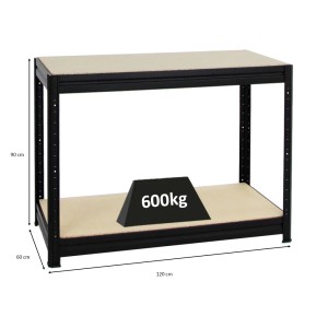 PROREGAL Werkbank Dino, höhenverstellbar, 120x60cm, 600kg Traglast, schwarz.