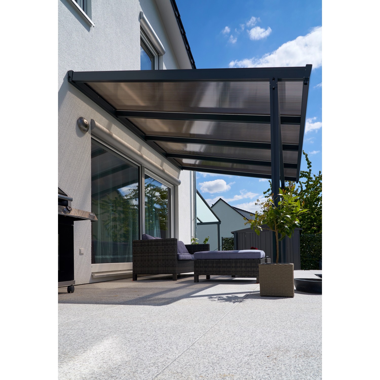 Terrassenüberdachung Premium (BxT) 410 cm x 306 cm Anthrazit Polycarbonat  Bronce kaufen bei OBI | Carports