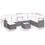 Beige 9-teilige Garten-Sofagarnitur aus Polyrattan mit Kissen. Gartenmöbel für Terrasse und Garten.