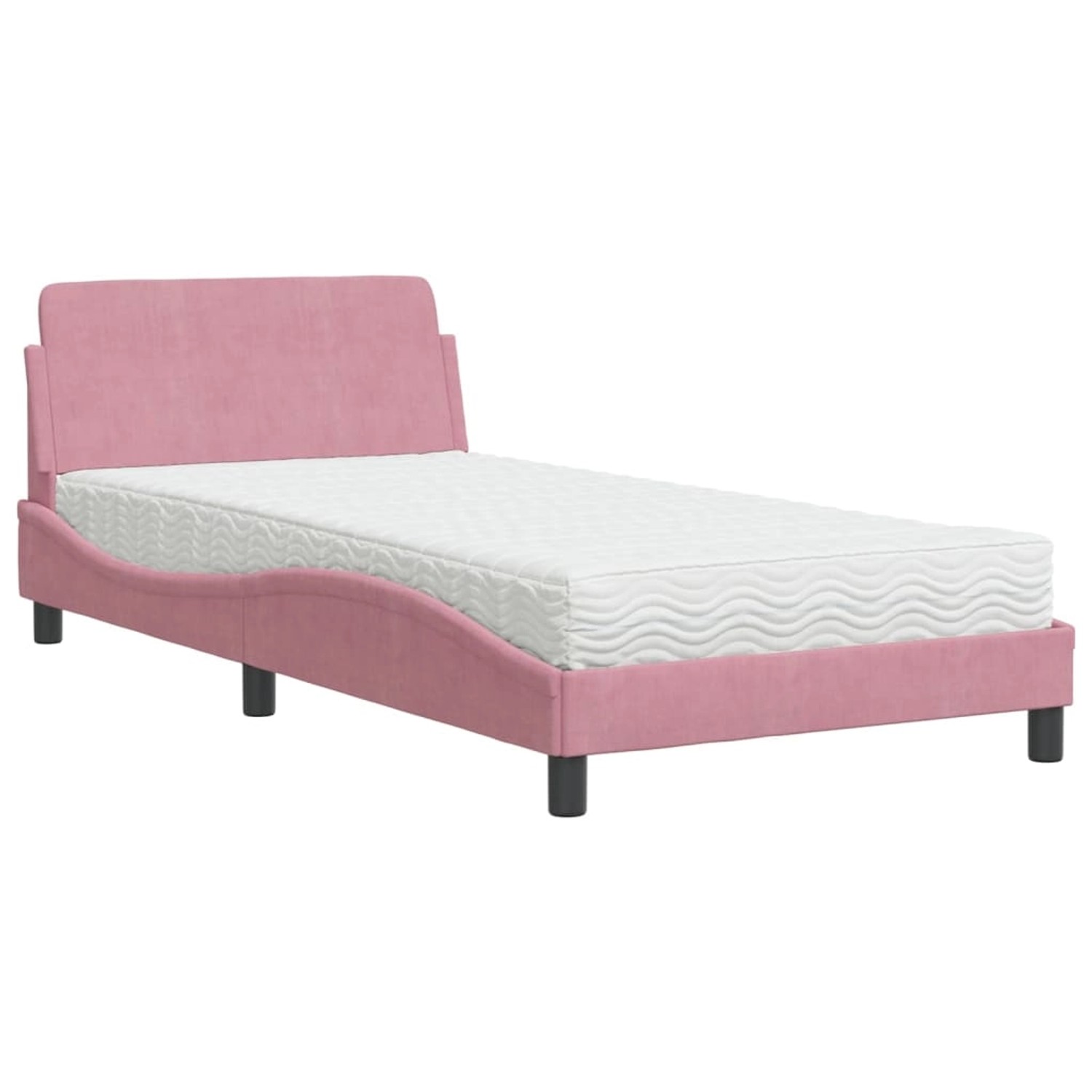 vidaXL Bett mit Matratze Dover Rosa 100x200 cm Samt 3208356