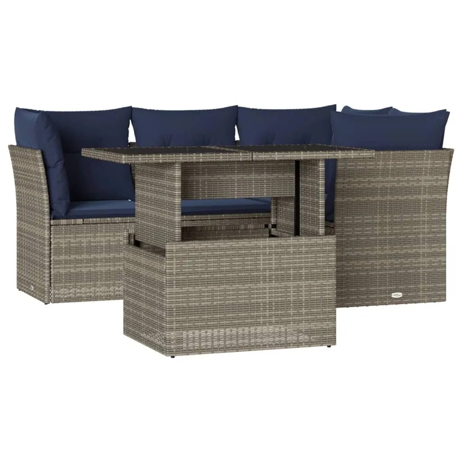 vidaXL 5-Tlg Gartensofa-Set mit Kissen Grau Polyrattan 3266561 günstig online kaufen
