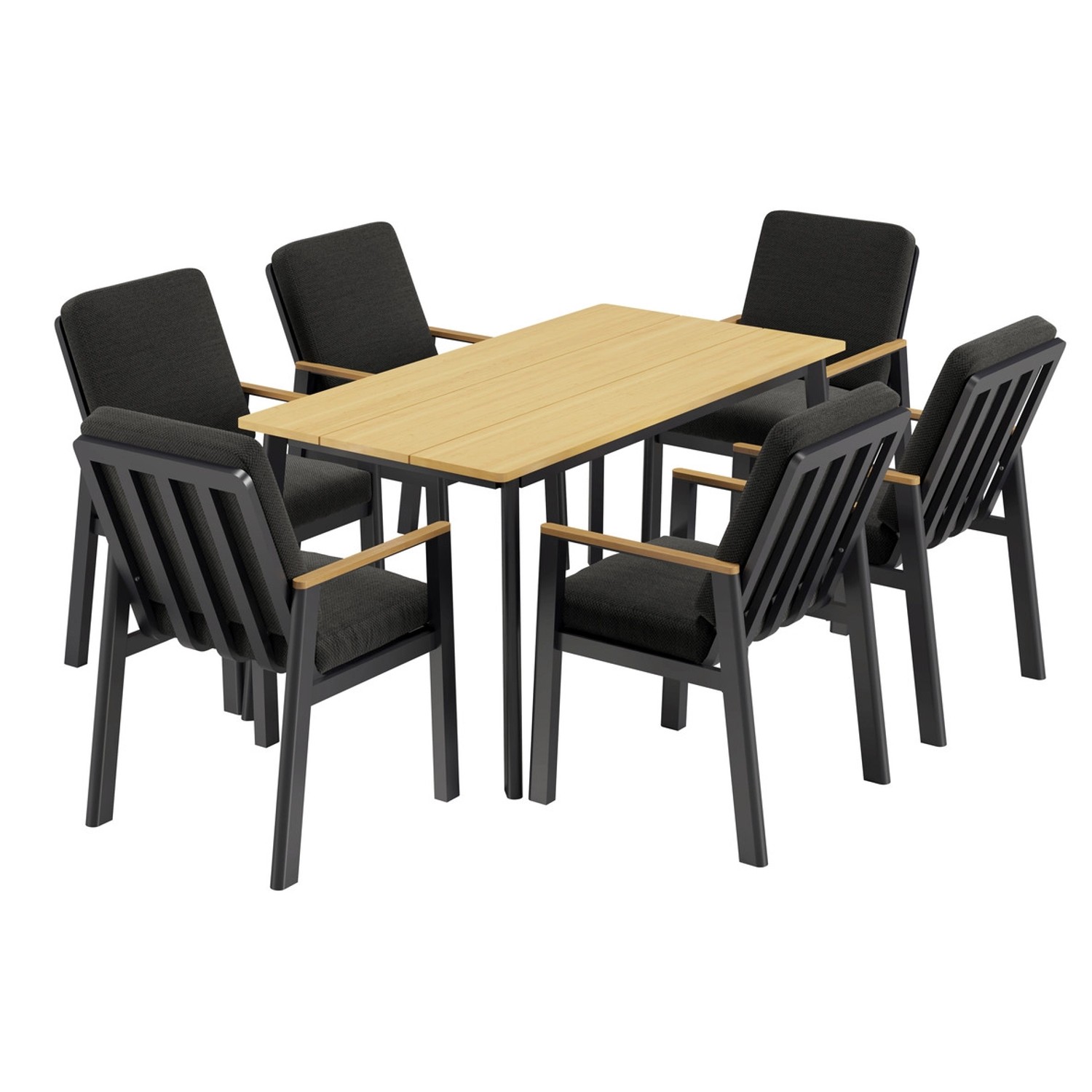 RICHLY Garten-Essgruppe Aluminium Polywood Tischplatte für 6 Personen Schwa günstig online kaufen