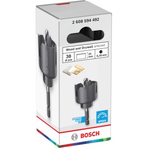Bosch Lochsäge Wood and Drywall, Ø 38mm, mit Aufsteckhalter, grau.