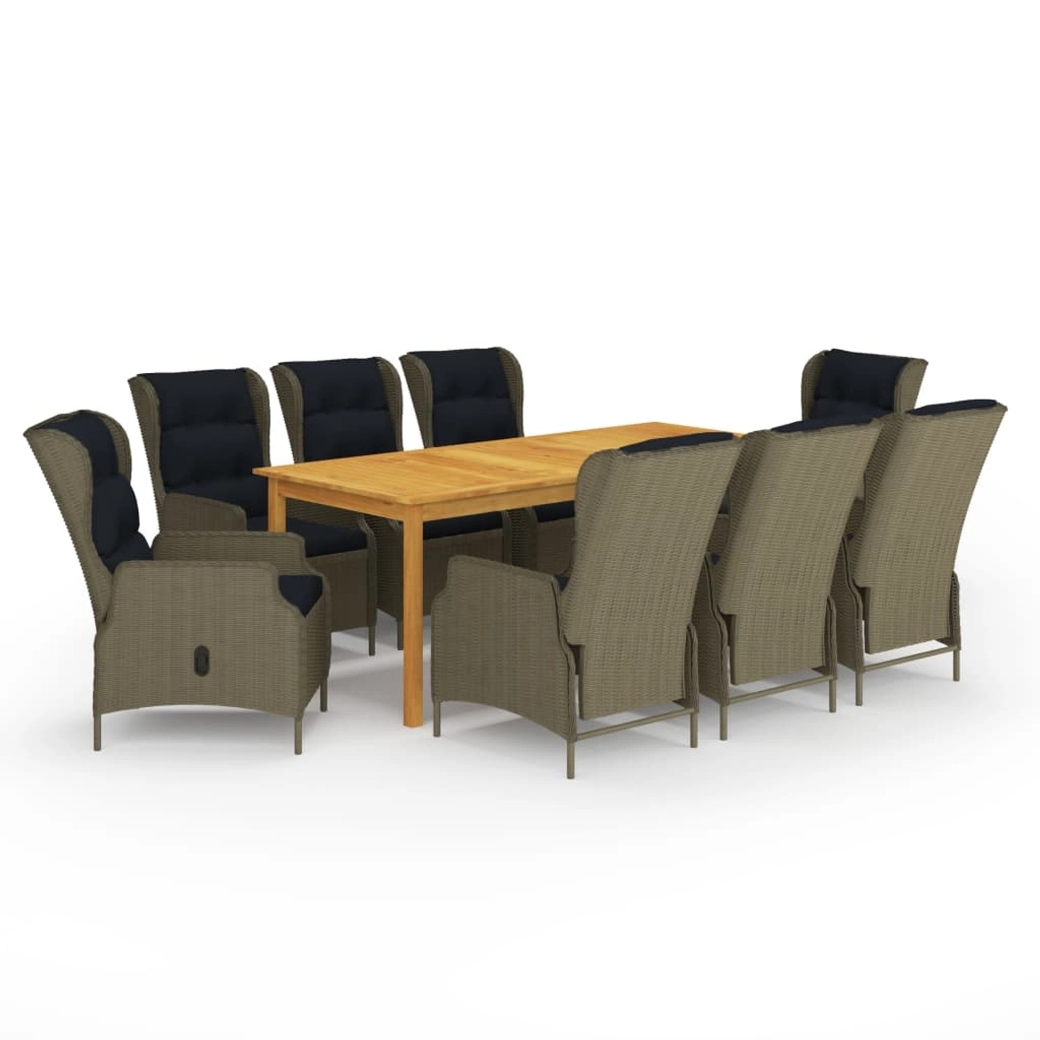 vidaXL 9-Tlg Garten-Essgruppe Braun 3067937