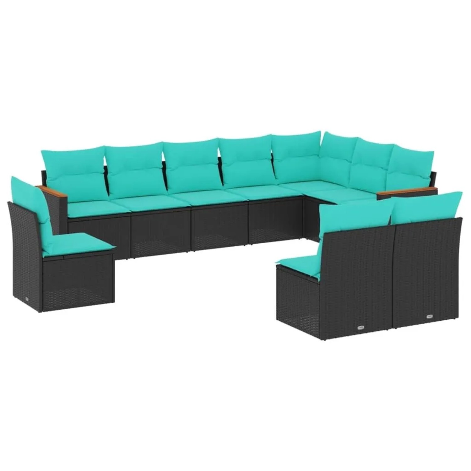 vidaXL 10-Tlg Gartensofa-Set mit Kissen Schwarz Polyrattan 3226071 günstig online kaufen