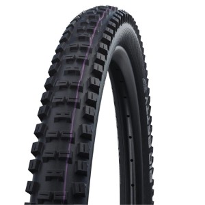 Schwarzer Schwalbe Big Betty Faltreifen 29x2.4 mit aggressivem Profil. Ideal für Mountainbike, Downhill, Enduro.