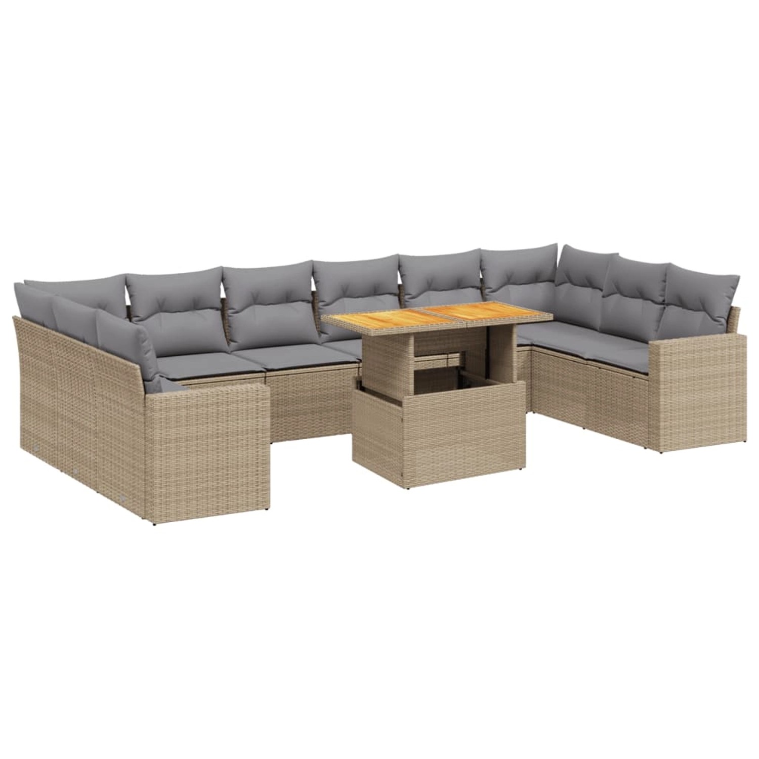 vidaXL 11-tlg Garten-Sofagarnitur mit Kissen Beige Poly Rattan Modell 174 günstig online kaufen