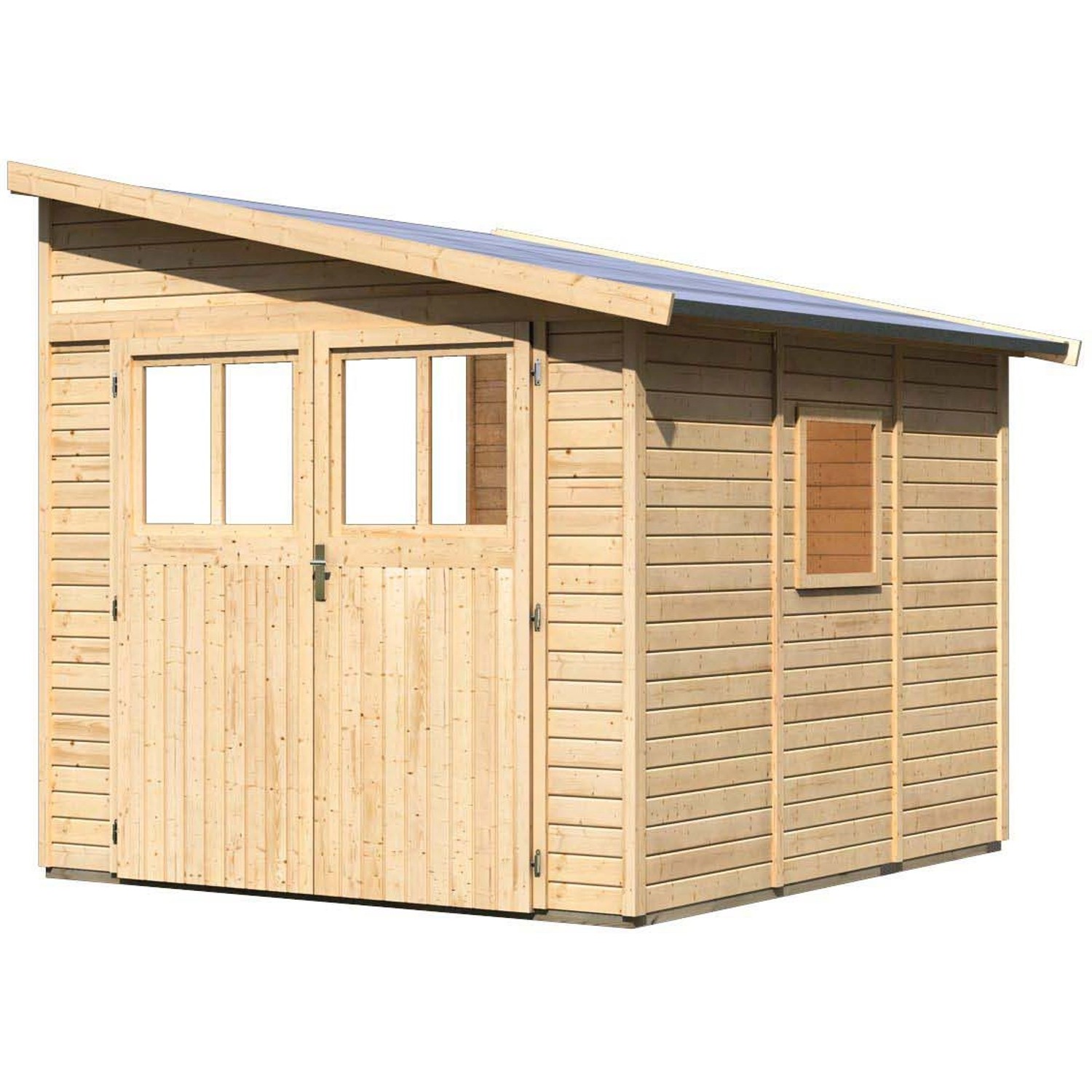 Karibu Holz-Gartenhaus Timsund, naturbelassen mit Pultdach, 235x265 cm.