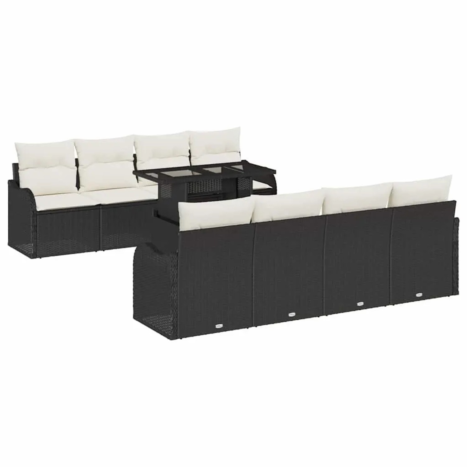 Thumbnail - vidaXL Garten-Sofa-Set mit Kissen 9-Tlg Schwarz Poly Rattan 3357160