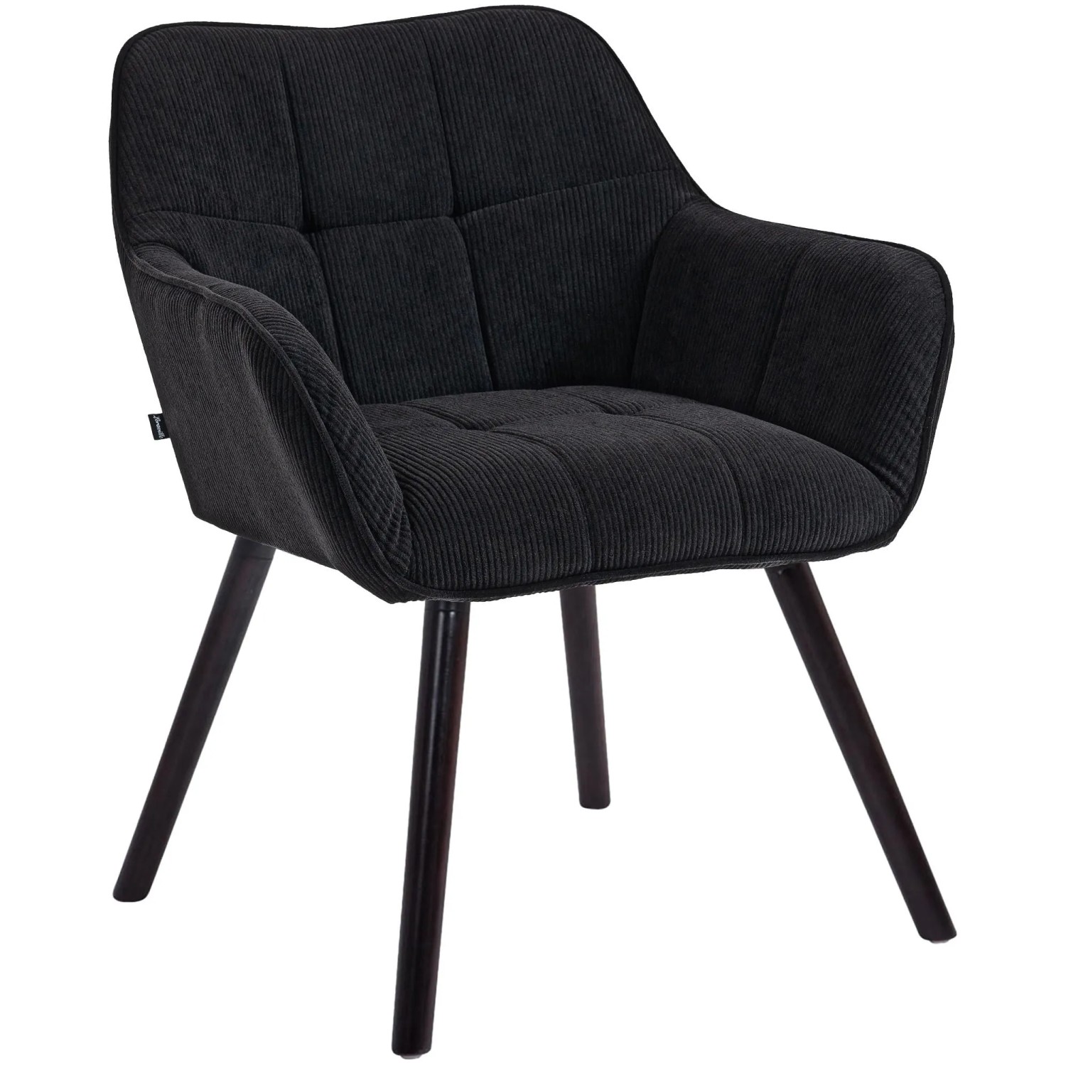 DELUKE Esszimmerstuhl DUNOR Cord Schwarz 65x64x82cm Schwarz Essstühle Esszimmerstühle Küchenstühle Wohnzimmerstühle