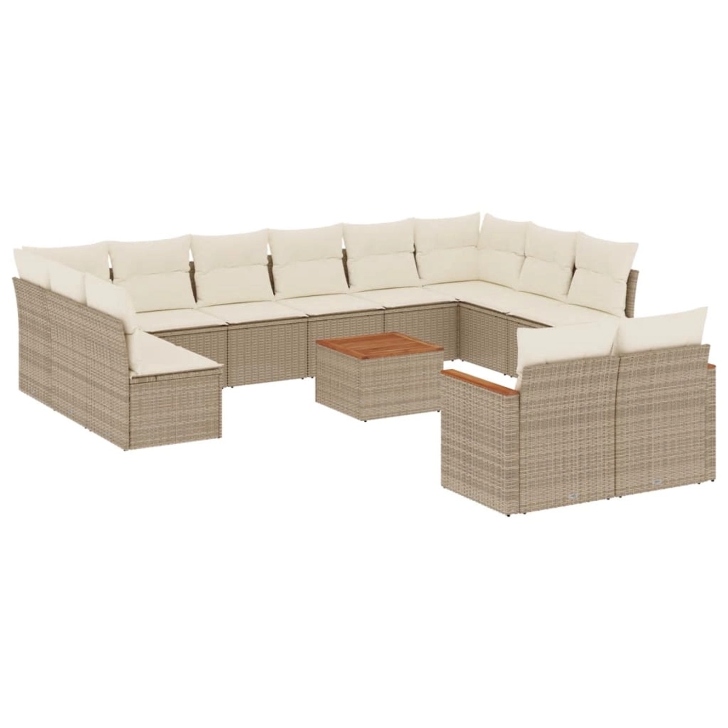 vidaXL 13-Tlg Garten-Sofagarnitur mit Kissen Beige Poly Rattan 3226450 günstig online kaufen