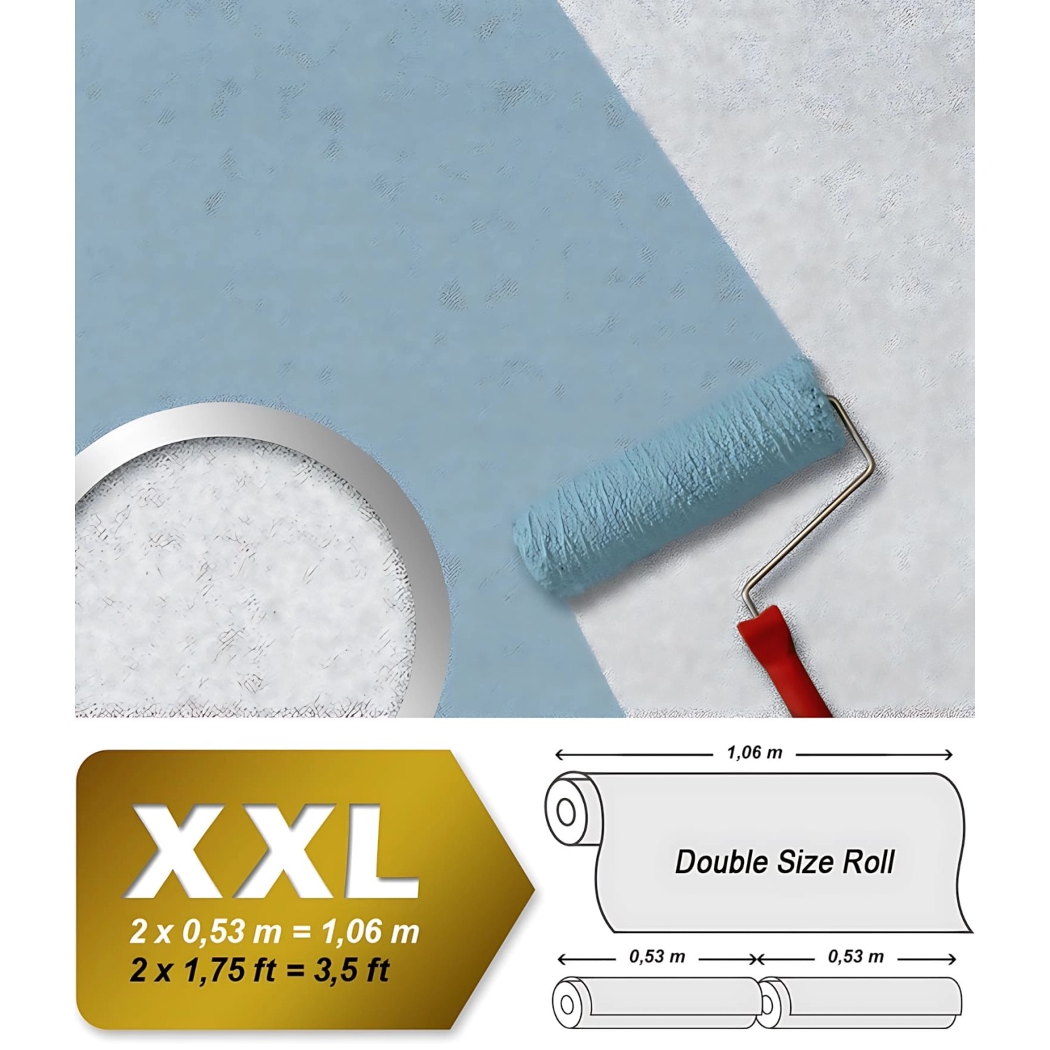 Weiße Struktur Vliestapete zum Überstreichen mit Farbroller. Überstreichbare Tapete von Edem.