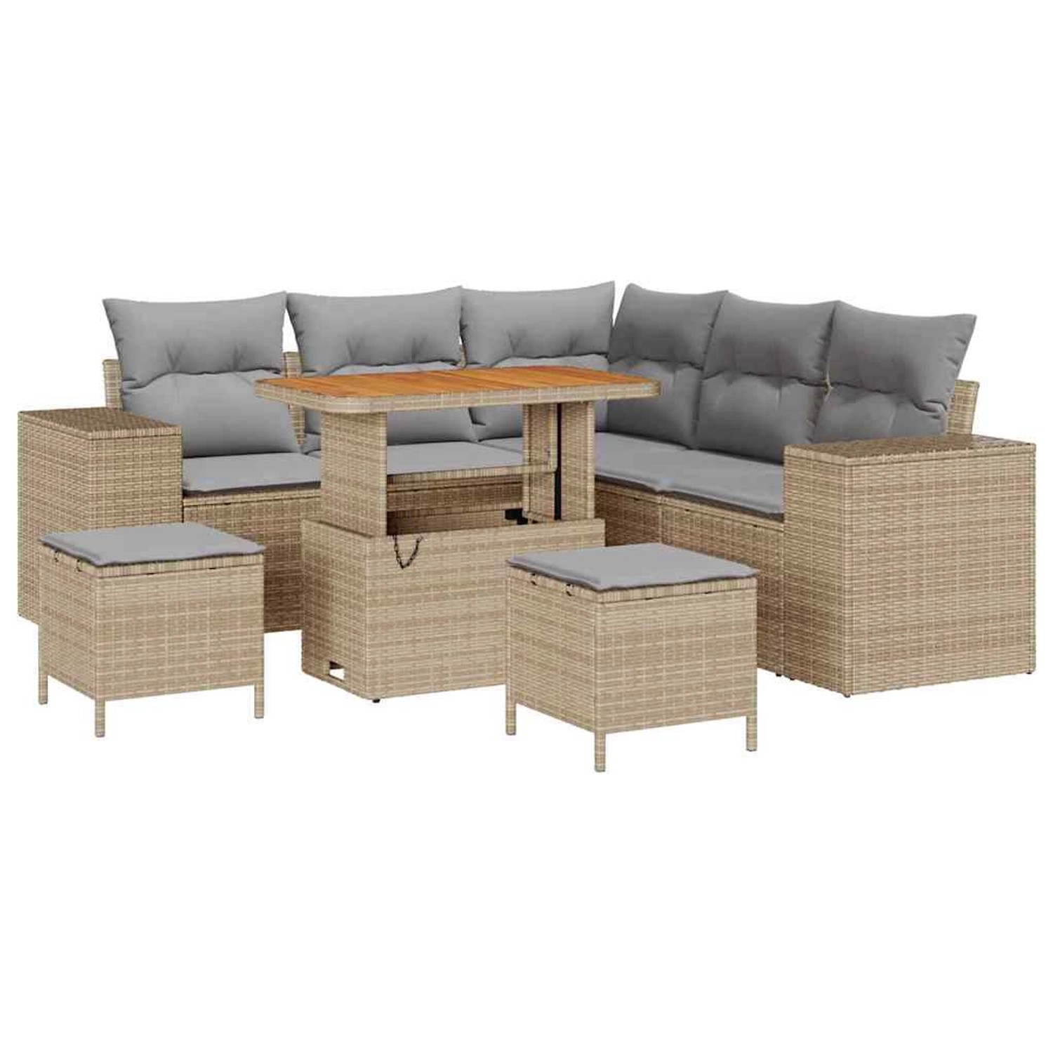 vidaXL Garten-Sofa-Set 8-Tlg Beige Poly Rattan 3362007 günstig online kaufen