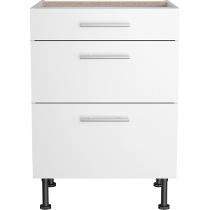 Optifit Unterschrank Bengt932, 60 cm breit, mit 3 Auszügen in Weiß. Küchenunterschrank für mehr Stauraum.
