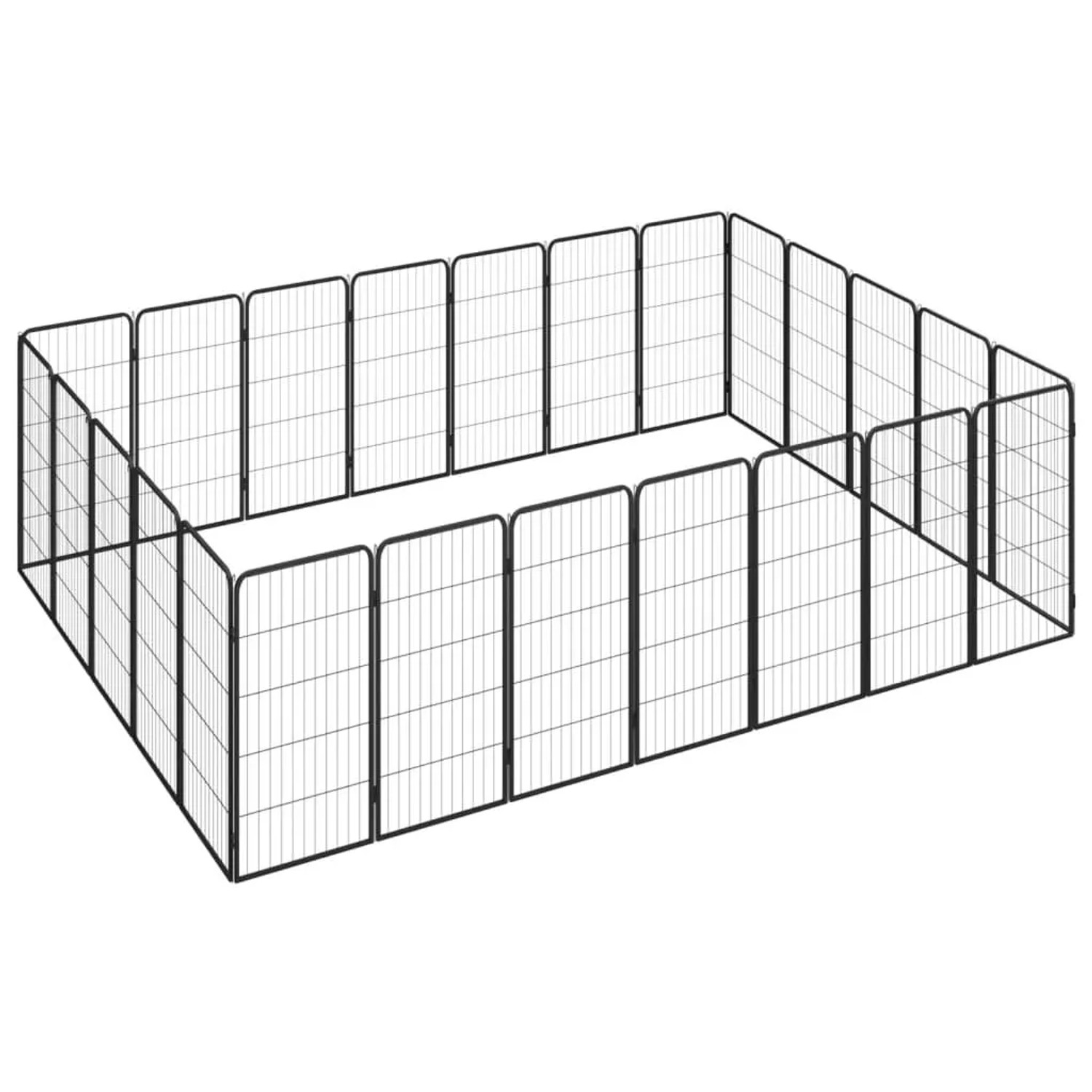 vidaXL 24 Tlg Hundelaufstall Schwarz 50x100cm Stahl Pulverbeschichtet 3115962