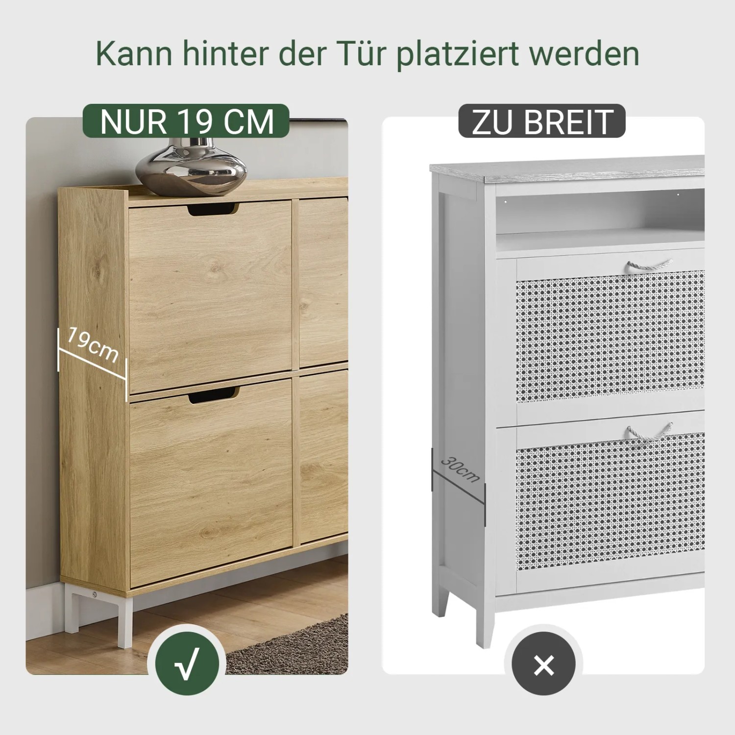 SoBuy Schuhschrank Schmal mit 4 Klappen Schuhkipper für Diele Flur FSR100-N_3
