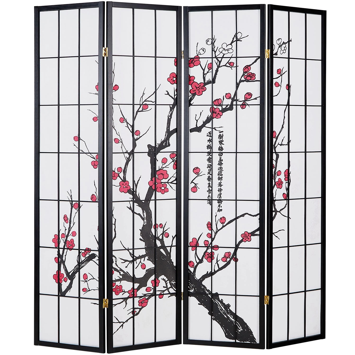 Homestyle4u 4-tlg. Paravent in Schwarz 176x179 cm 150 günstig online kaufen