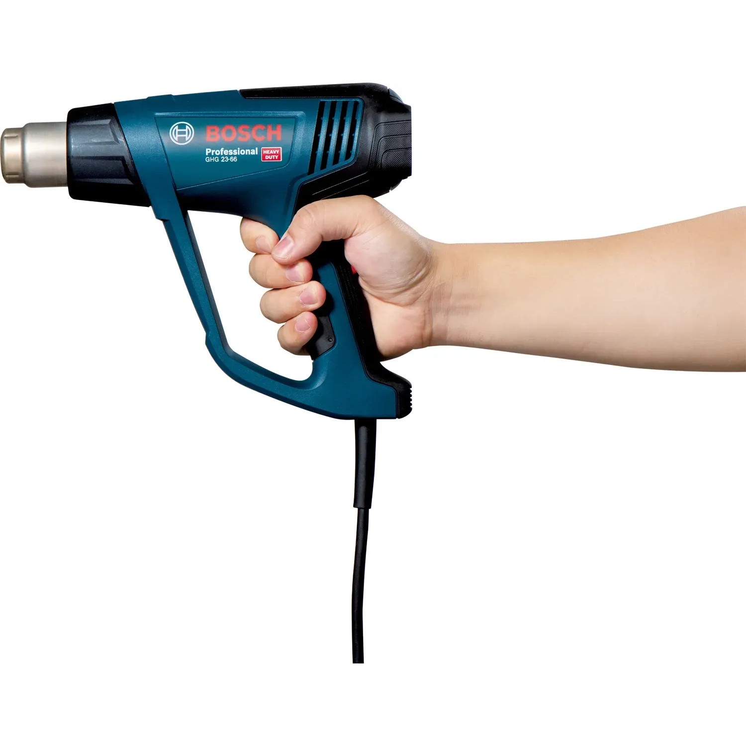 Bosch Professional Heißluftgebläse GHG 23-66 im Handwerkerkoffer in Anwendung.