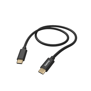 Schwarzes Hama USB-C Ladekabel mit Nylon-Ummantelung, 1,5 m lang.