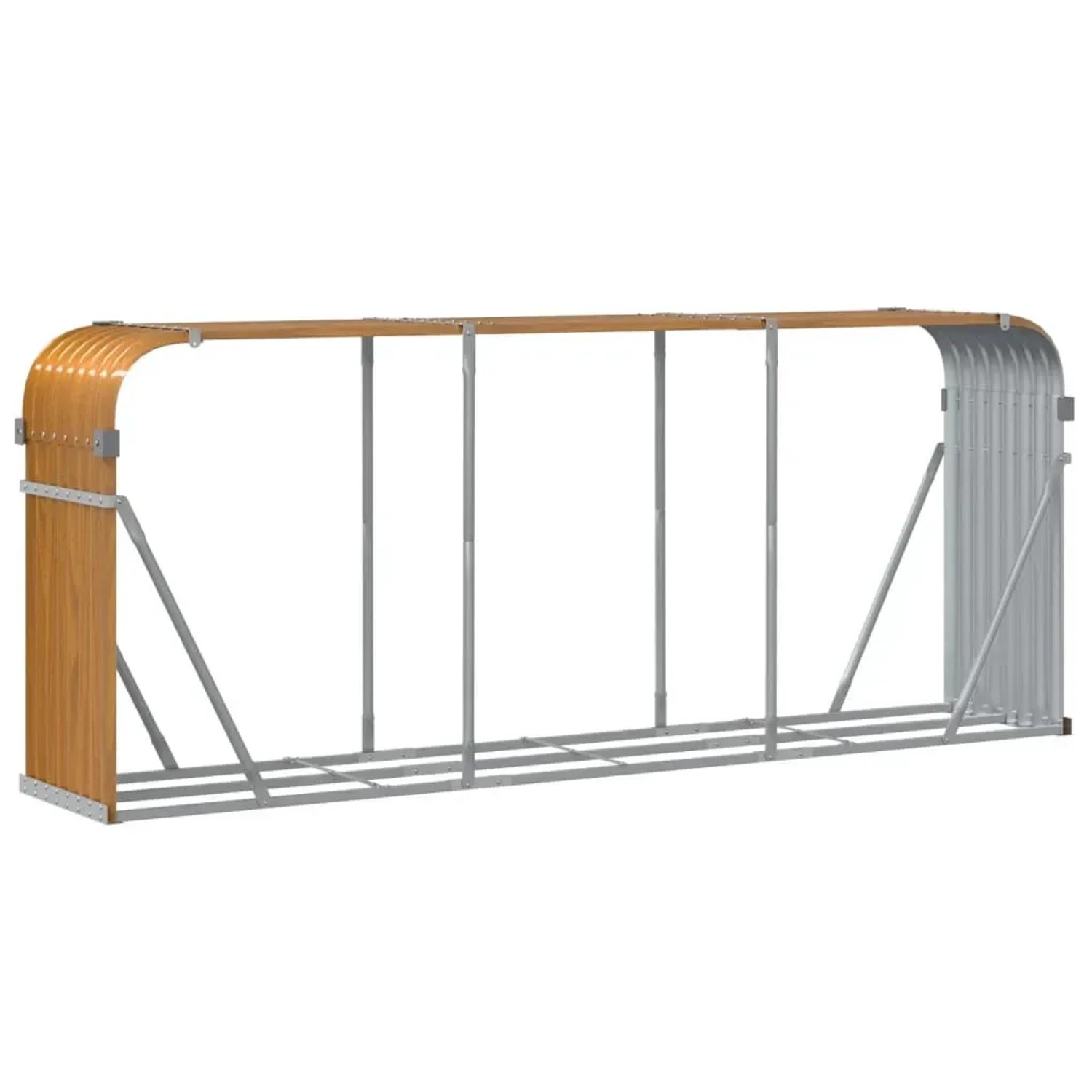 Kaminholzunterstand in Holzoptik, 234x45x100 cm, aus verzinktem Stahl für Kaminholz.